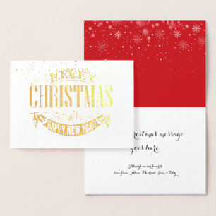 Carte Dorée Merry Christmas Snowflakes Classic Gold