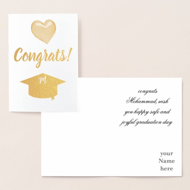 Carte Dorée messages doux de fin d'études (Affichage)