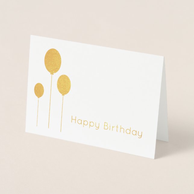 Carte Dorée minimaliste élégant vrai feuille d'or heureux anni (Devant)