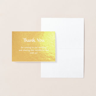 Carte Dorée Minimaliste Pleine Feuille d'Or Élégante Merci