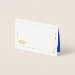 Carte Dorée Miss America Nom Place Card Gold Foed Crown