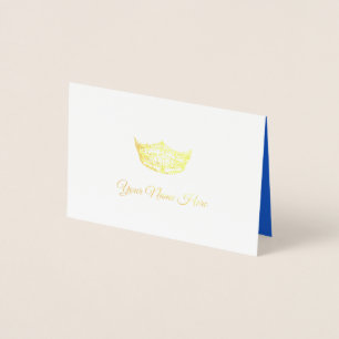 Carte Dorée Miss America Nom Place Card Gold Foed Crown