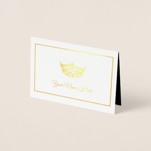 Carte Dorée Miss America Nom Place Card Gold Foed Crown (Devant)
