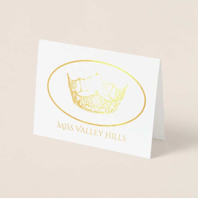 Carte Dorée Miss America Style Gold Foil Crown Note Card-Sm (Devant)