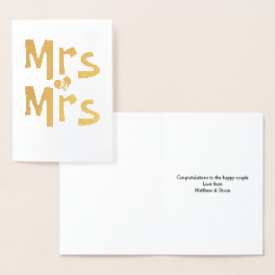 Carte Dorée Mme Et Mme Mariage Félicitations