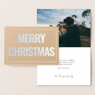 Carte Dorée Moderne et simple Joyeux Noël photo argent