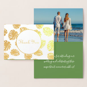 Carte Dorée Monstera Tropical Mariage Merci