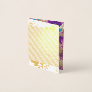 Carte Dorée Motif floral vif avec violet et bleu f