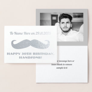 Carte Dorée Moustache Joyeux Anniversaire Beau Argent Humorist