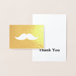 Carte Dorée Mustache Merci Or