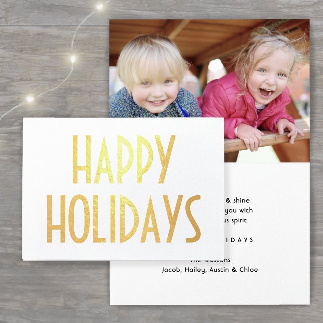 Carte Dorée N'Importe Quel Texte Simple Kraft Happy Holidays S (Créateur téléchargé)