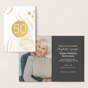 Carte Dorée Noces d'Or 50e Anniversaire de Mariage