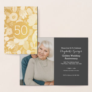 Carte Dorée Noces d'Or 50e Anniversaire de Mariage