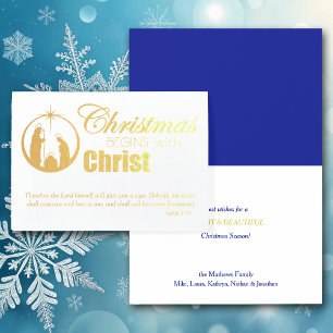 Carte Dorée Noël commence par le Christ