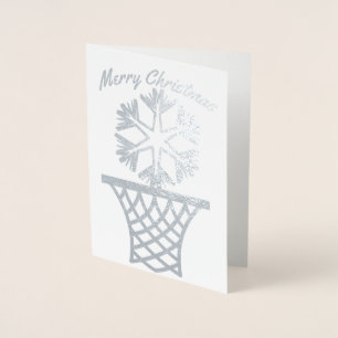 Carte Dorée Noël de net-ball de flocon de neige Joyeux