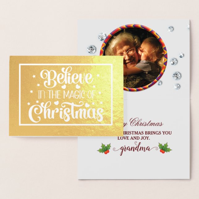 Carte Dorée Noël Grand-mère doré élégant (Affichage)