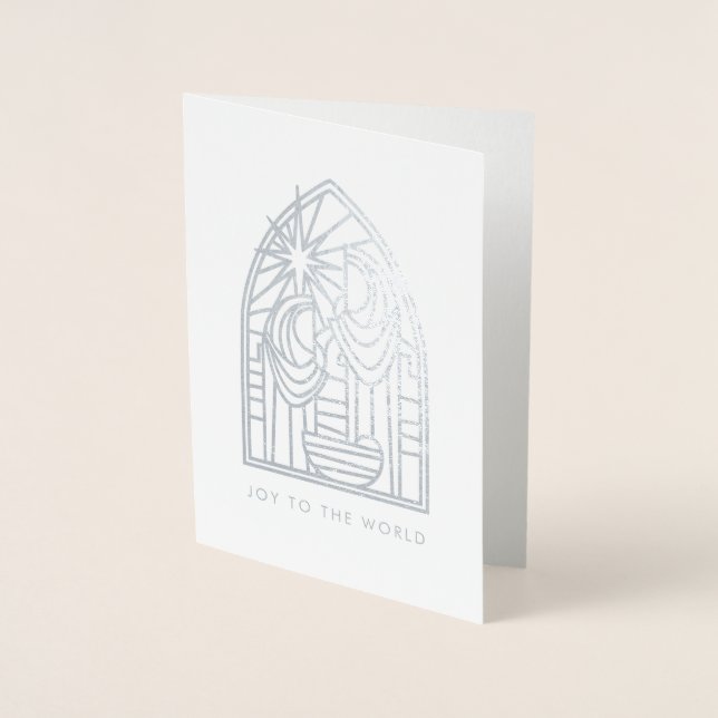 Carte Dorée Noël religieux de la Nativité moderne (Devant)