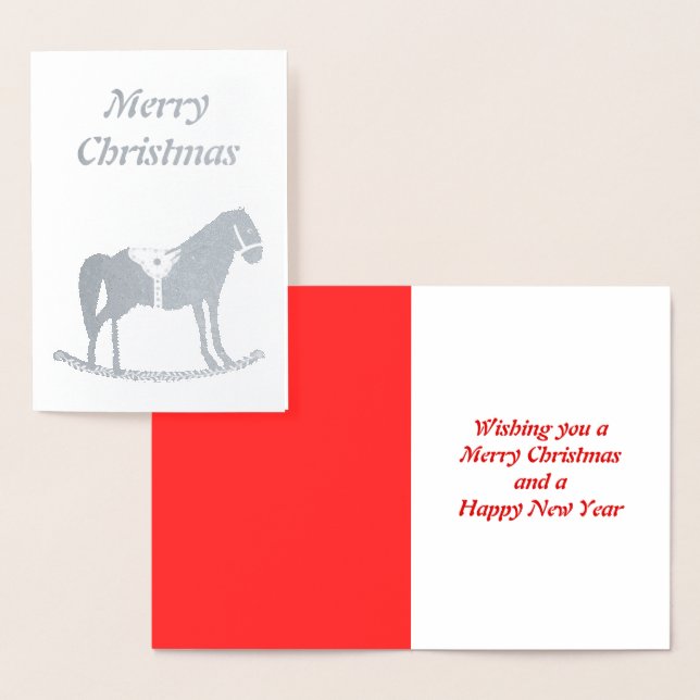 Carte Dorée Noël scandinave Cheval Rocse Custom (Affichage)