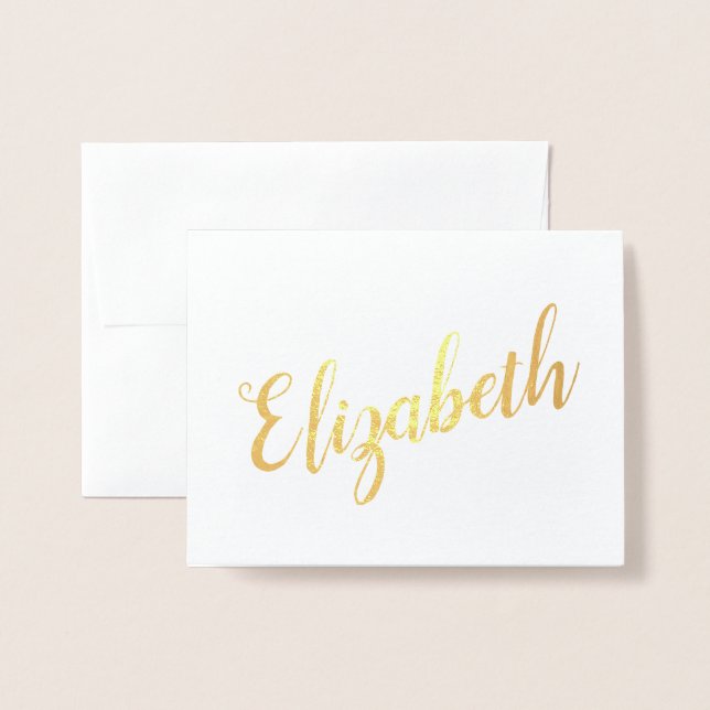 Carte Dorée Nom personnalisé | Papeterie de Bridesmaid (Devant avec enveloppe)
