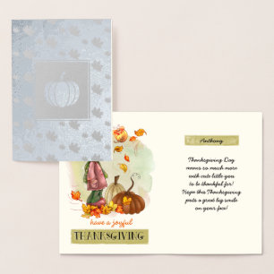 Carte Dorée Nom personnalisé Thanksgiving Real