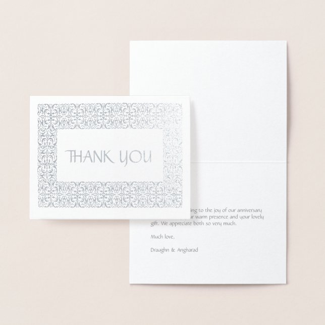 Carte Dorée Note "Merci" toute occasion d'élégance d'argent (Affichage)