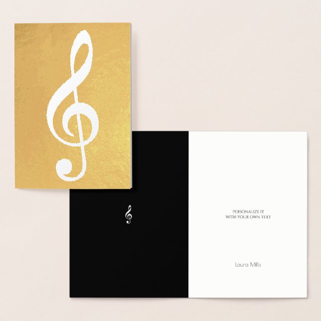 Carte Dorée note musicale / clef de treize sur or (Affichage)