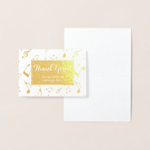 Carte Dorée Notes musicales Merci d'huile d'or réel personnali