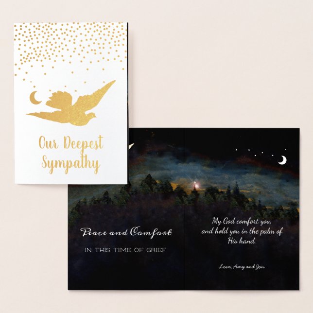 Carte Dorée Notre plus profonde sympathie Gold Foil Dove pour  (Affichage)