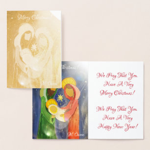 Carte Dorée Nous Prions Que Vous Ayez Un Très Joyeux Noël !