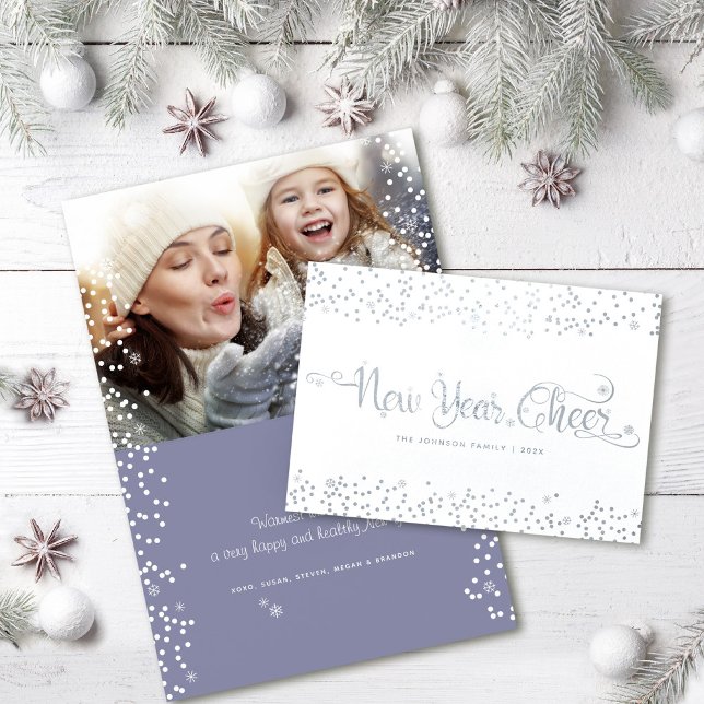 Carte Dorée Nouvel an Cheval Chic Moderne Snowflakes Photo (Créateur téléchargé)