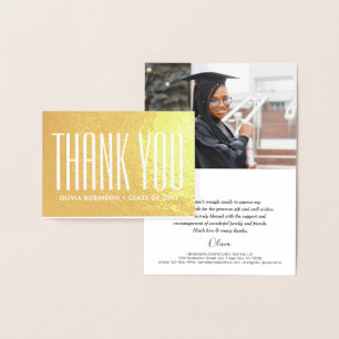 Carte Dorée Nouvelle adresse Graduation Merci Photo Modern Gol