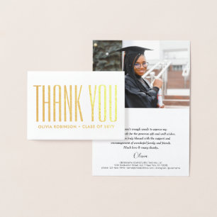 Carte Dorée Nouvelle adresse Graduation Merci Photo Moderne