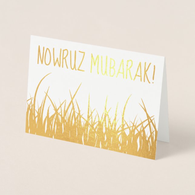 Carte Dorée nowruz moubarak ! feuille d'or (Devant)