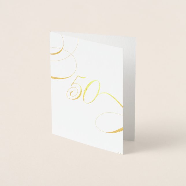 Carte Dorée Or 50 Calligraphie Jalon Anniversaire Anniversaire (Devant)