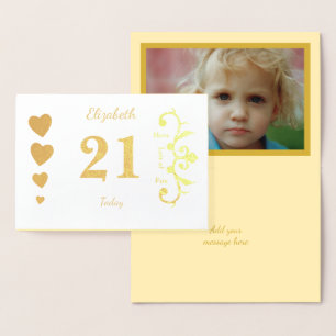 Carte Dorée Or personnalisé 21e anniversaire