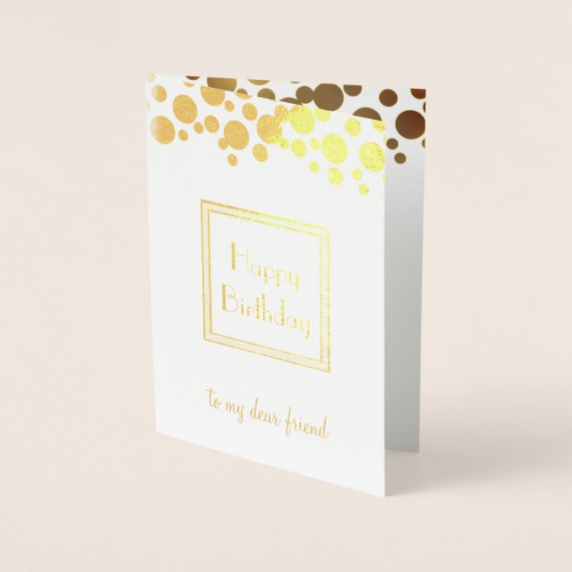 Carte Dorée or retro confetti - joyeux anniversaire (Devant)