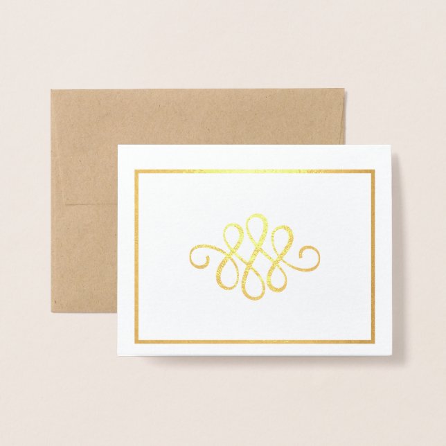 Carte Dorée Ornement en or ou en argent simple (Devant avec enveloppe)