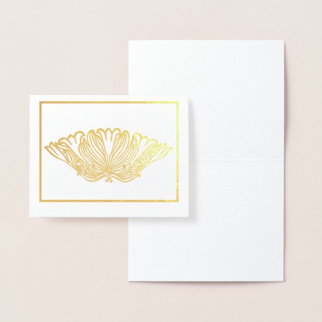 Carte Dorée Ornement floral or ou argent simple (Affichage)