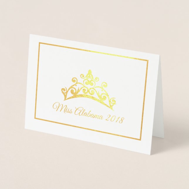 Carte Dorée Pageant Gold Foil Tiara Note Card (Devant)