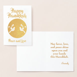 Carte Dorée Paix et Amour Hanoukka Salutation