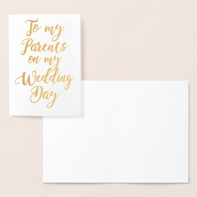 Carte Dorée Parents du Merci Mariage de la mariée ou de la cha (Affichage)