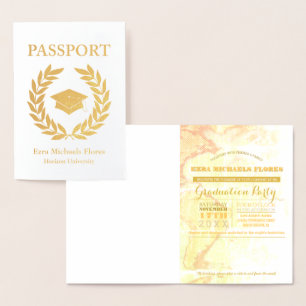 Carte Dorée Passeport de fête de fin d'études en feuille d'or