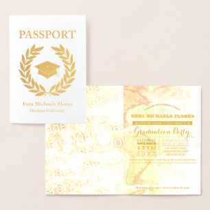 Carte Dorée Passeport de la Partie de graduation feuille d'or 