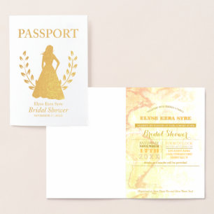 Carte Dorée passeport Fête des mariées feuille d'or
