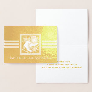 Carte Dorée Patinage moderne sur glace Anniversaire Or