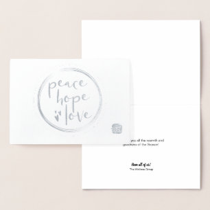Carte Dorée Peace Hope Love Moderne Entreprise vacances affair
