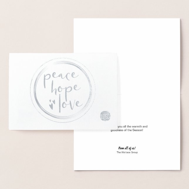 Carte Dorée Peace Hope Love Moderne Entreprise vacances affair (Affichage)
