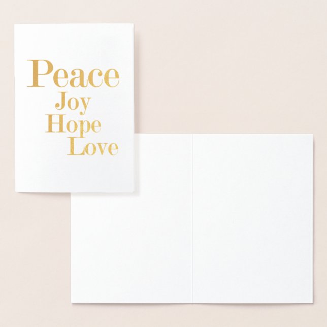 Carte Dorée Peace Joy Hope Love (Affichage)