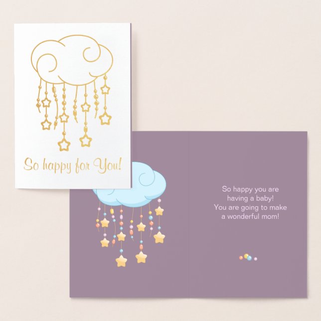 Carte Dorée Perles Cloud Stars Mobile Avoir Bébé Violet (Affichage)