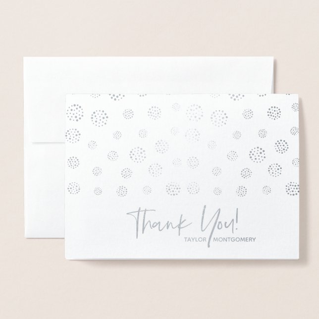 Carte Dorée Personnalisé Merci note Silver (Devant avec enveloppe)